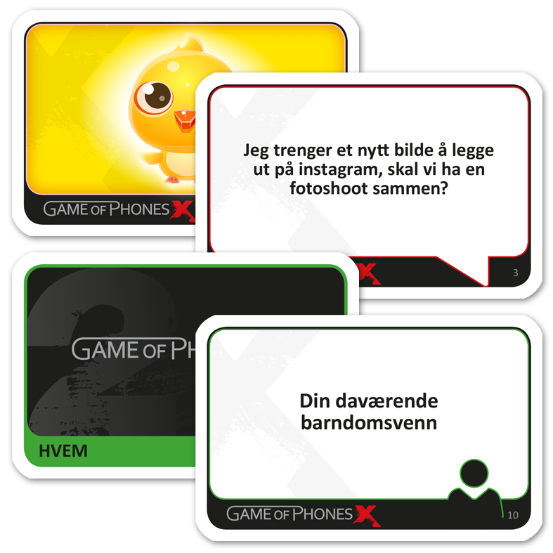 Game of Phone X kort eksempler
