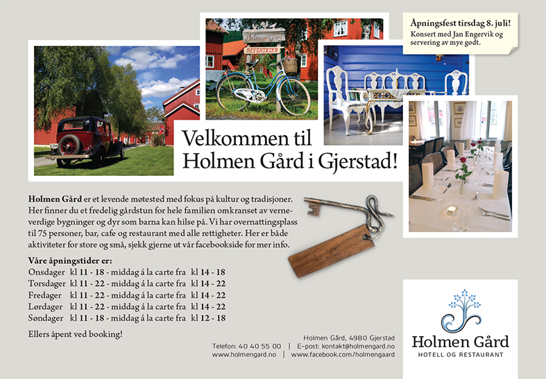 Holmen Gård annonse.