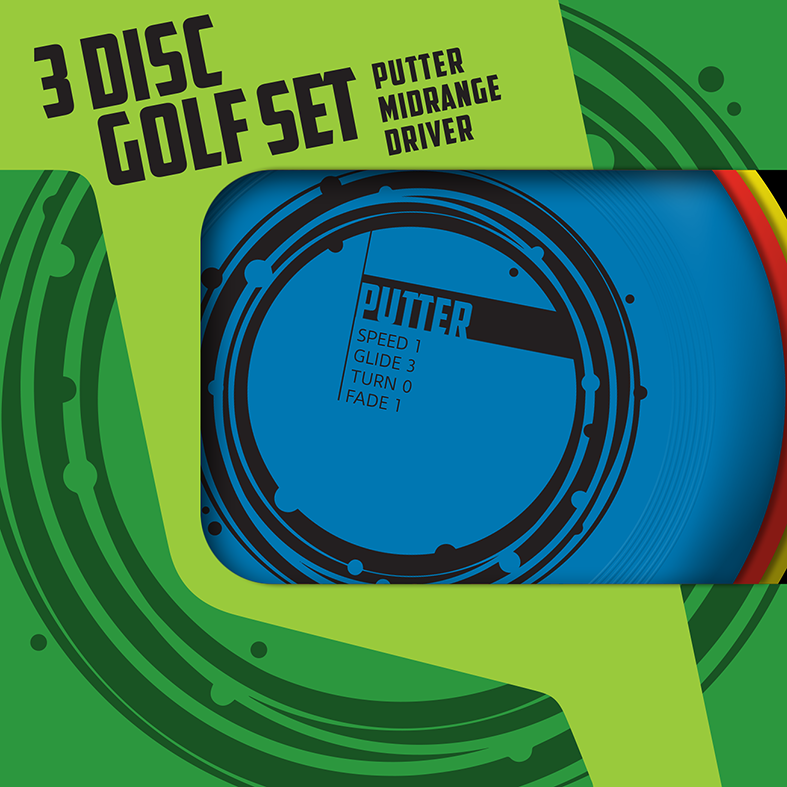 3 Disc Golf Set boksforside med disker.